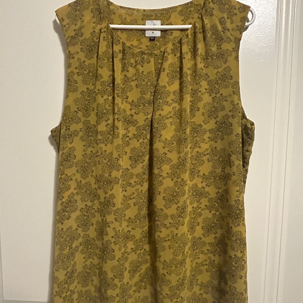 CAbi Mustard Floral Sleeveless Blouse